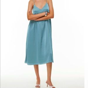 Aritzia satin dress blue